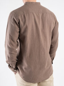 ONLY&SONS Camicia in misto lino con collo coreana CAIDEN 22019173 FossilMelange (2)