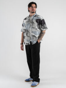 ONLY&SONS Camicia misto lino in fantasia a mezza manica BUD 22028390 Surf Spray (2)