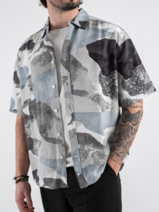 ONLY&SONS Camicia misto lino in fantasia a mezza manica BUD 22028390 Surf Spray (3)