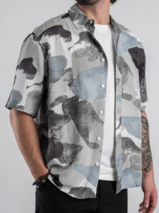 ONLY&SONS Camicia misto lino in fantasia a mezza manica BUD 22028390 Surf Spray (5)