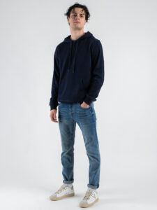 ONLY&SONS Felpa con cappuccio garzata DAVID 22031915 Evening Blue (2)