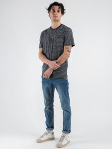 ONLY&SONS T-shirt rigata a taglio vivo con taschino frontale BALE 22025680 Dark Navy (2)