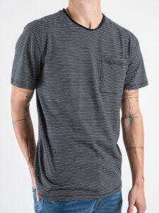 ONLY&SONS T-shirt rigata a taglio vivo con taschino frontale BALE 22025680 Dark Navy (3)