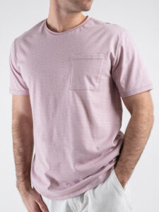 ONLY&SONS T-shirt rigata a taglio vivo con taschino frontale BALE 22025680 Kepse Lilac (4)