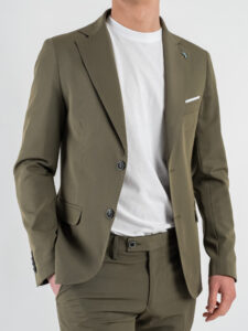 OVER-D Abito con giacca due bottoni + pantalone taglio sartoriale OC1S2S5A05 Militare (3)