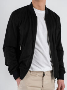 OVER-D Bomber eco-dainetto con elastico sui polsi e sul fondo OC1S2S5J04 Nero (2)