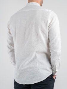 OVER-D Camicia in cotone lavorato con colletto alla coreana OE1S2S5C30 Bianca (5)
