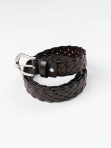 OVER-D Cintura intrecciata in pelle Z12 Marrone