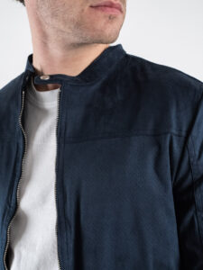 OVER-D Giubbino biker in eco-dainetto OC1S2S5J07 Blu (1)