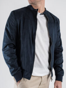 OVER-D Giubbino biker in eco-dainetto OC1S2S5J07 Blu (4)