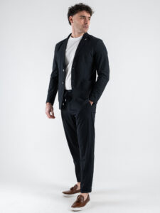 OVER-D Pantalaccio da abito Slim Fit tessuto tecnico con coulisse in vita OC1S2S5P10 Blu (2)