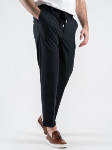 OVER-D Pantalaccio da abito Slim Fit tessuto tecnico con coulisse in vita OC1S2S5P10 Blu (4)