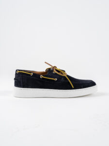 OVER-D Scarpa stringata modello barca in camoscio E15 Blu (3)