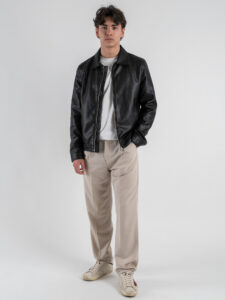 OVER-D bomber in ecopelle con colletto OC1S2S5J03 nero (1)