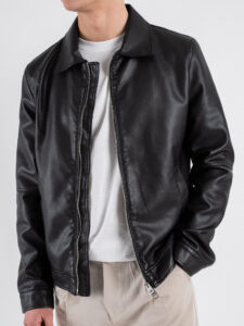 OVER-D bomber in ecopelle con colletto OC1S2S5J03 nero (2)