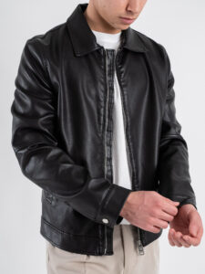 OVER-D bomber in ecopelle con colletto OC1S2S5J03 nero (3)