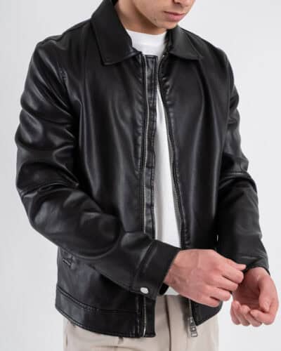 OVER D bomber in ecopelle con colletto OC1S2S5J03 nero 3 Nuovi Arrivi
