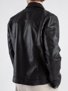 OVER-D bomber in ecopelle con colletto OC1S2S5J03 nero (4)