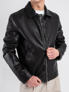 OVER-D bomber in ecopelle con colletto OC1S2S5J03 nero (5)