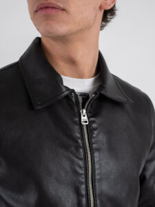 OVER-D bomber in ecopelle con colletto OC1S2S5J03 nero (6)