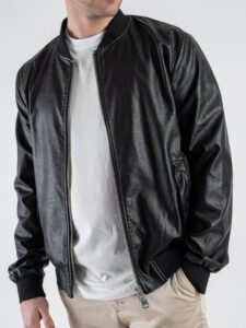 OVER-D bomber in ecopelle con inserti in maglia OC1S2S5J06 nero (2)