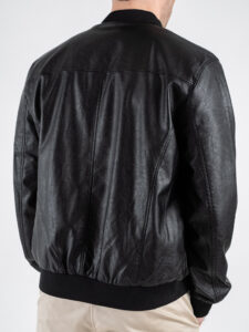 OVER-D bomber in ecopelle con inserti in maglia OC1S2S5J06 nero (3)