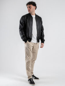 OVER-D bomber in ecopelle con inserti in maglia OC1S2S5J06 nero (4)