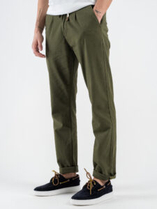 SEINSE Pantalone con coulisse in misto lino PSE1342 Militare (2)
