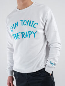 SUPERCULTURE Felpa girocollo in cotone GIN TONIC THERAPY A1137 Bianca (3)