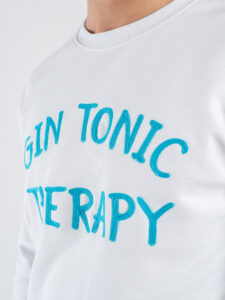 SUPERCULTURE Felpa girocollo in cotone GIN TONIC THERAPY A1137 Bianca (5)