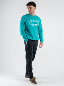 SUPERCULTURE Felpa girocollo in cotone GIN TONIC THERAPY A1137 Verde Tiffany (2)