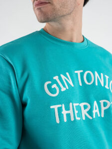 SUPERCULTURE Felpa girocollo in cotone GIN TONIC THERAPY A1137 Verde Tiffany (4)