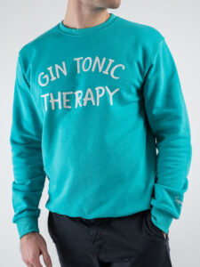 SUPERCULTURE Felpa girocollo in cotone GIN TONIC THERAPY A1137 Verde Tiffany (5)