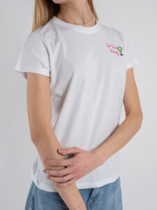 SUPERCULTURE T-shirt da donna in cotone con ricamo lato cuore GIN TONIC THERAPY AW1205 Bianca (3)