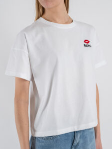 SUPERCULTURE T-shirt da donna in cotone con stampa e ricamo BESITO Bianca (3)