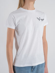 SUPERCULTURE T-shirt da donna in cotone con stampa e ricamo QUEEN TODAY Bianca (2)