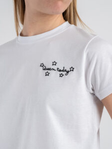 SUPERCULTURE T-shirt da donna in cotone con stampa e ricamo QUEEN TODAY Bianca (3)