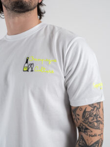 SUPERCULTURE T-shirt in cotone con stampa e ricamo CHAMPAGNE CULTURE Bianca (4)