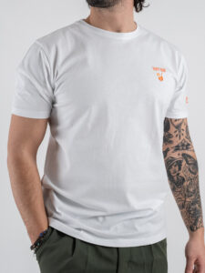 SUPERCULTURE T-shirt in cotone con stampa e ricamo HAPPY HOUR Bianca (1)