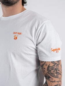 SUPERCULTURE T-shirt in cotone con stampa e ricamo HAPPY HOUR Bianca (4)