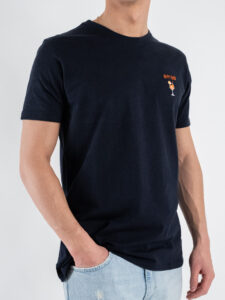 SUPERCULTURE T-shirt in cotone con stampa e ricamo HAPPY HOUR Blu (4)