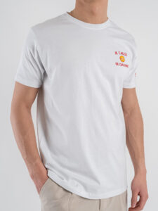 SUPERCULTURE T-shirt in cotone con stampa e ricamo JE FACCIO 10 ER CUCCHIAIO Bianca (4)
