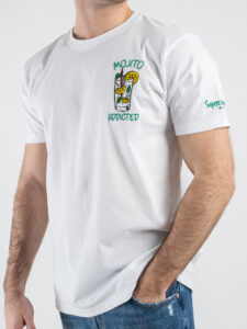 SUPERCULTURE T-shirt in cotone con stampa e ricamo MOJITO ADDICTED Bianca (3)