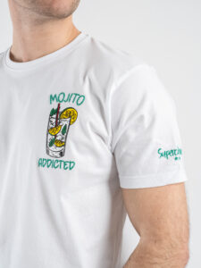 SUPERCULTURE T-shirt in cotone con stampa e ricamo MOJITO ADDICTED Bianca (4)