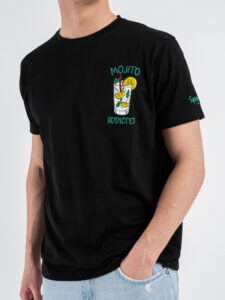 SUPERCULTURE T-shirt in cotone con stampa e ricamo MOJITO ADDICTED Nero (3)
