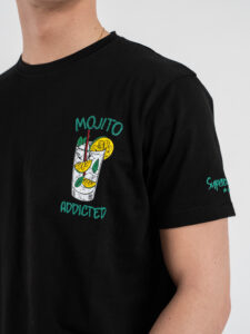 SUPERCULTURE T-shirt in cotone con stampa e ricamo MOJITO ADDICTED Nero (4)