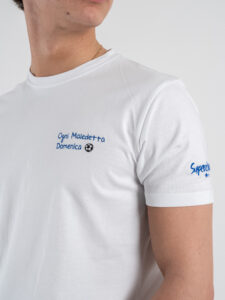 SUPERCULTURE T-shirt in cotone con stampa e ricamo OGNI MALEDETTA DOMENICA Bianca (1)