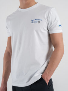 SUPERCULTURE T-shirt in cotone con stampa e ricamo OGNI MALEDETTA DOMENICA Bianca (5)