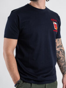 SUPERCULTURE T-shirt in cotone con stampa e ricamo SBAGLIATO MA NON TROPPO Blu (1)