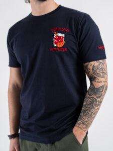 SUPERCULTURE T-shirt in cotone con stampa e ricamo SBAGLIATO MA NON TROPPO Blu (3)